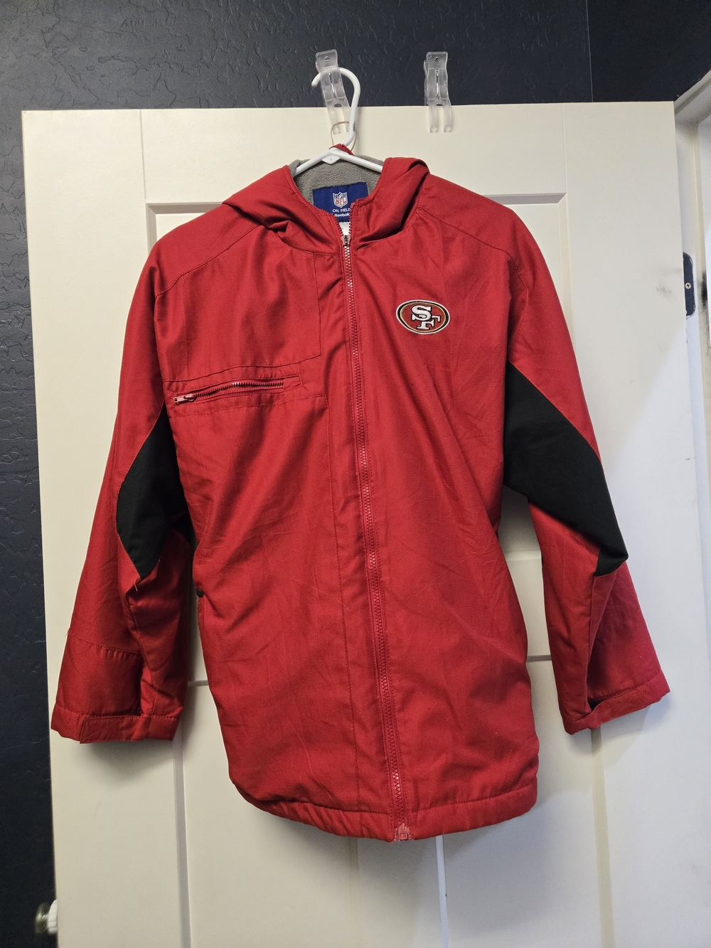 Reebok Red and Black Kids Hooded Puffer Jacket